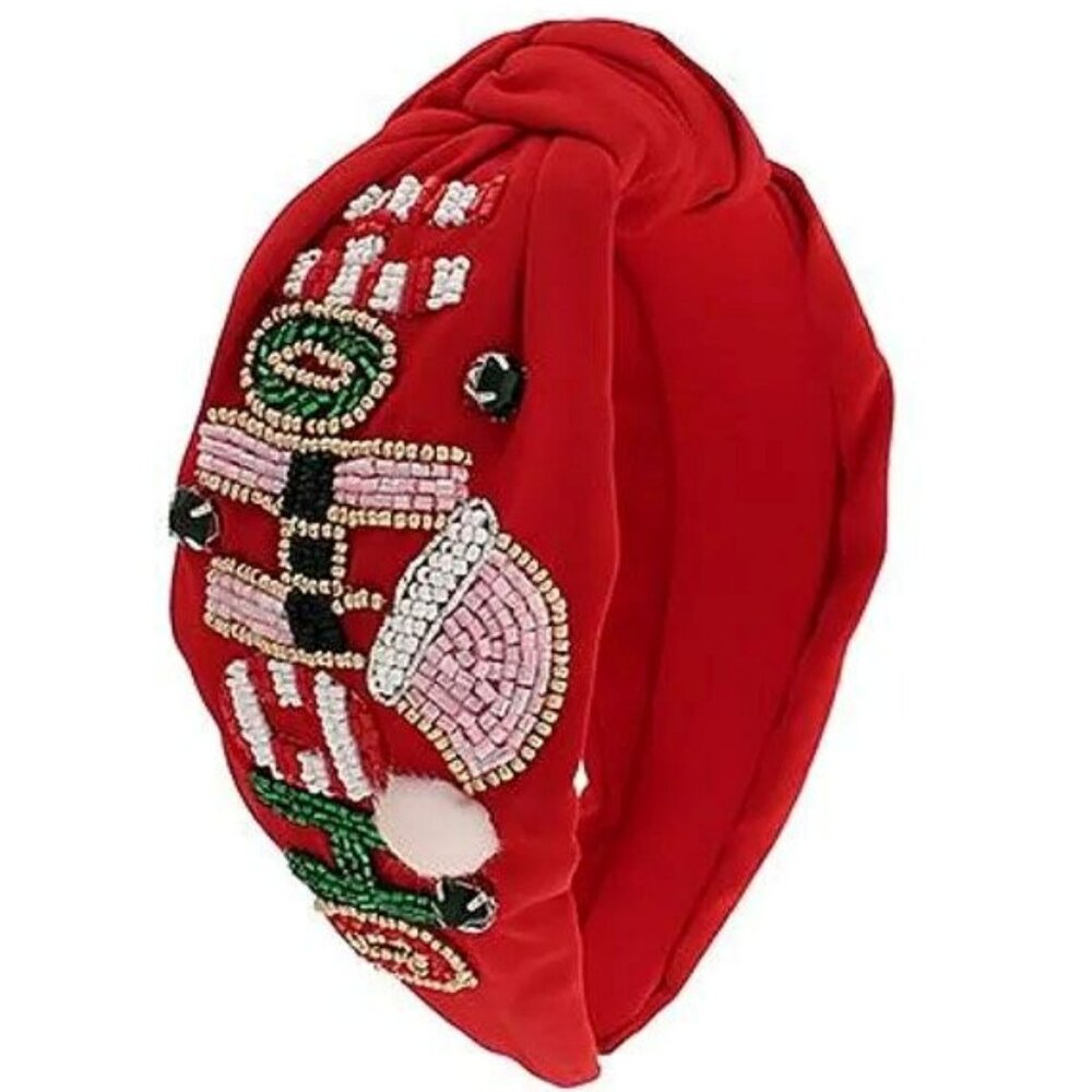 Red Ho Ho Ho Beaded Knot Headband